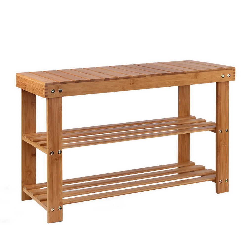 Artiss Bamboo Shoe Rack Wooden Seat Bench Organiser Shelf Stool-Furniture &gt; Living Room - Peroz Australia - Image - 2