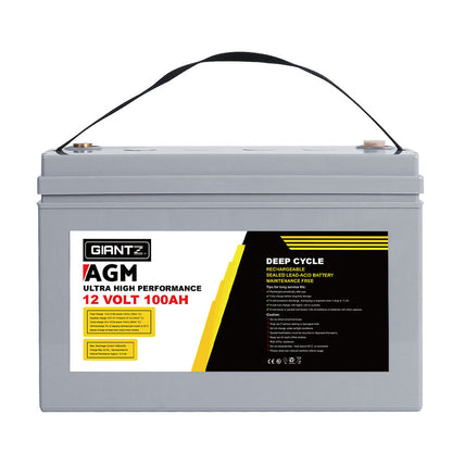 Giantz AGM Deep Cycle Battery 12V 100Ah Marine Sealed Power Portable Solar x2-Auto Accessories &gt; Auto Accessories Others-PEROZ Accessories