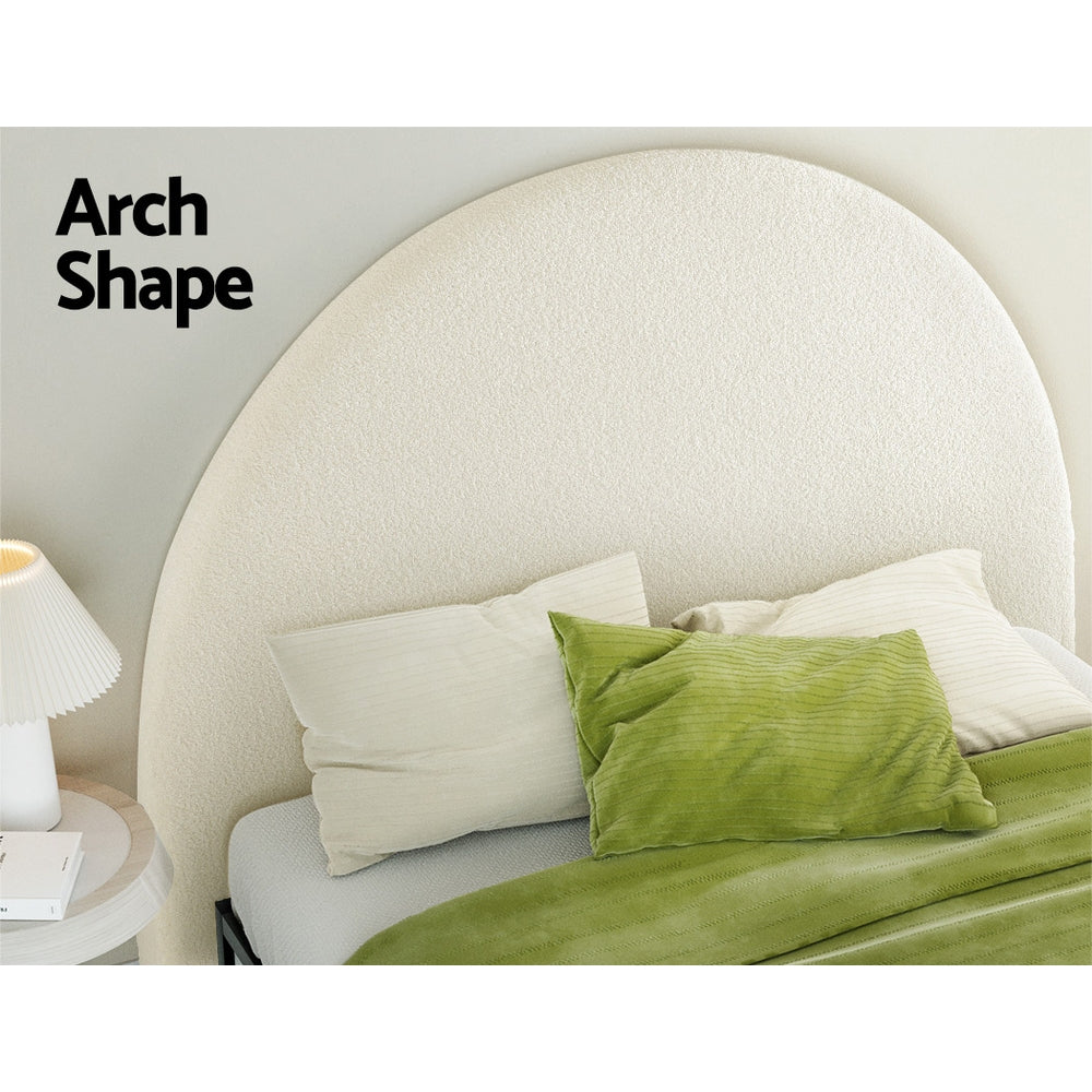 Artiss Bed Frame Double Size Bed Head Boucle Headboard Bedhead Base GREI White-Furniture &gt; Bedroom-PEROZ Accessories