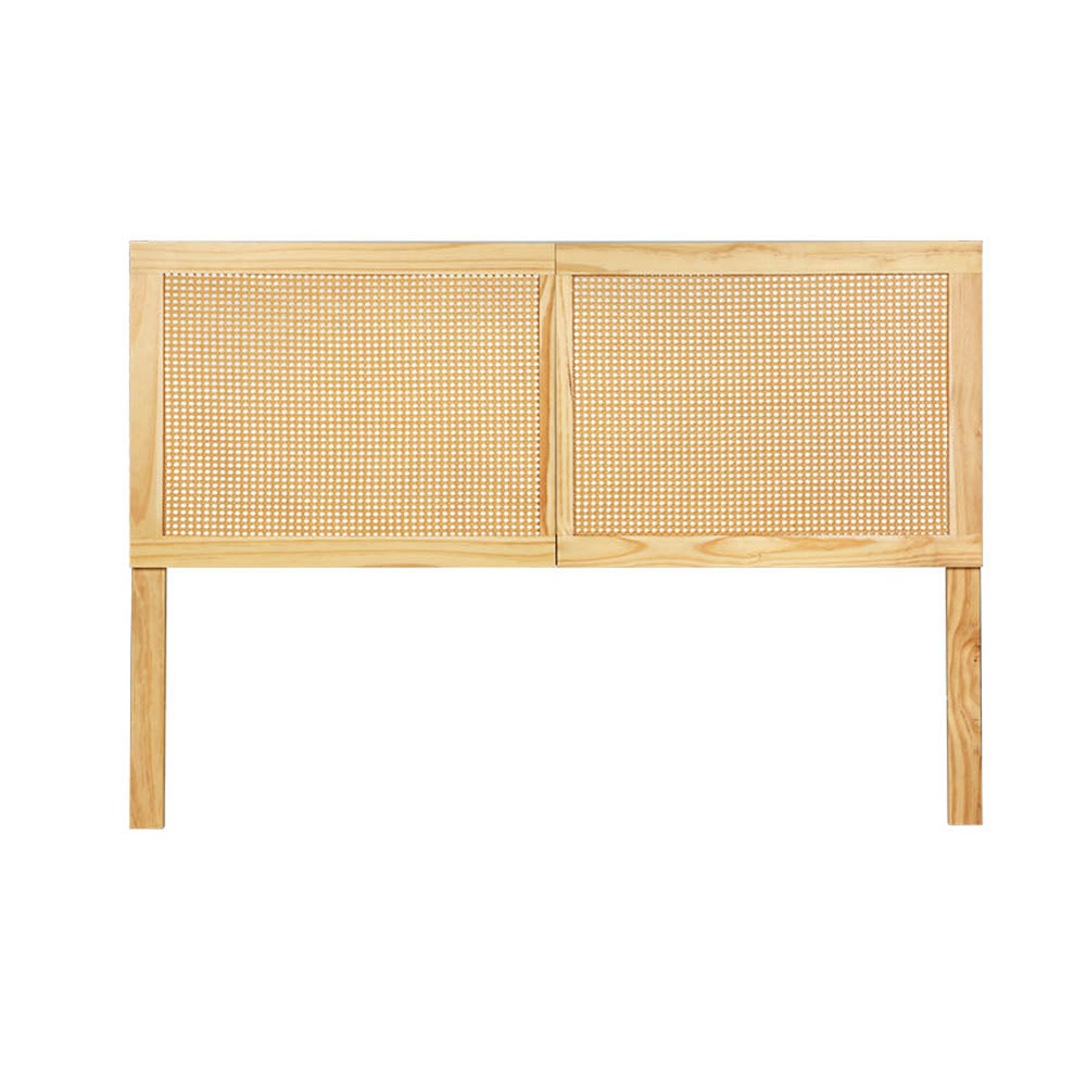 Artiss Rattan Bed Frame Double Size Bed Head Headboard Bedhead Base RIBO Pine-Furniture &gt; Bedroom-PEROZ Accessories