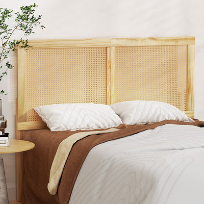 Artiss Rattan Bed Frame Double Size Bed Head Headboard Bedhead Base RIBO Pine-Furniture &gt; Bedroom-PEROZ Accessories