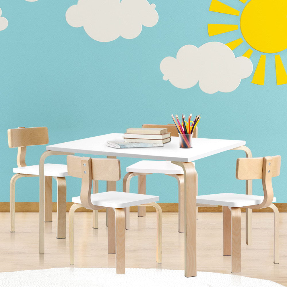 Keezi Nordic Kids Table Chair Set Desk 5PC Activity Dining Study Children Modern-Baby &amp; Kids &gt; Kid&