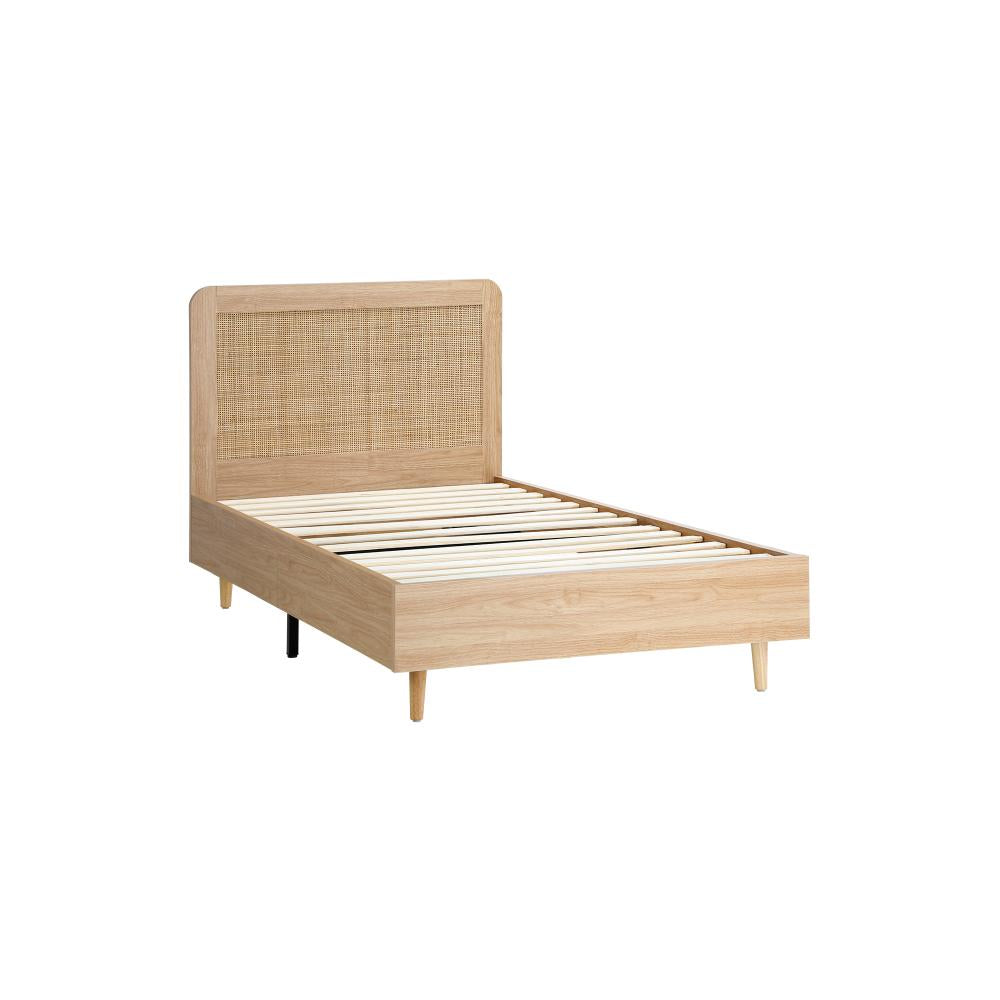 Oikiture Bed Frame Single Size Wooden Bed Frame Rattan Headboard |PEROZ Australia