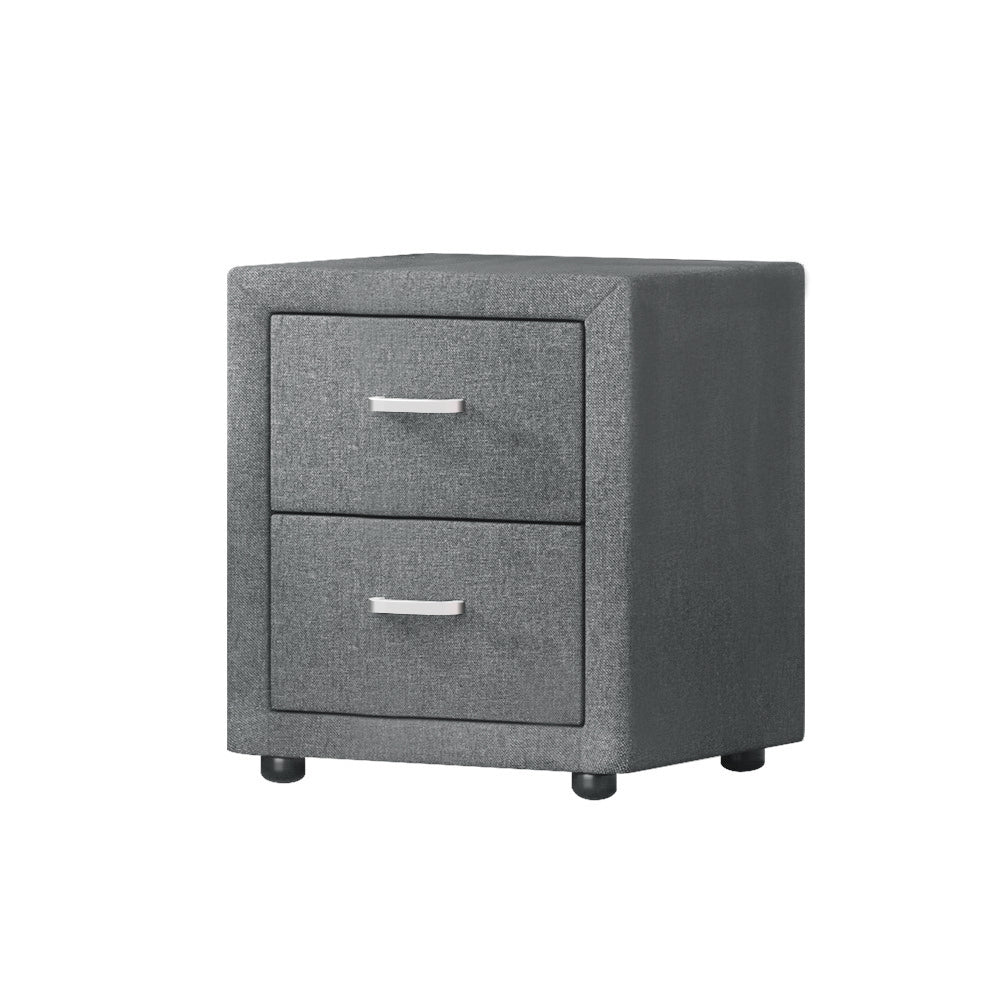 Artiss Fabric Bedside Table - Grey-Furniture &gt; Bedroom - Peroz Australia - Image - 1