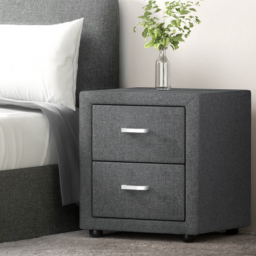 Artiss Fabric Bedside Table - Grey-Furniture &gt; Bedroom - Peroz Australia - Image - 8