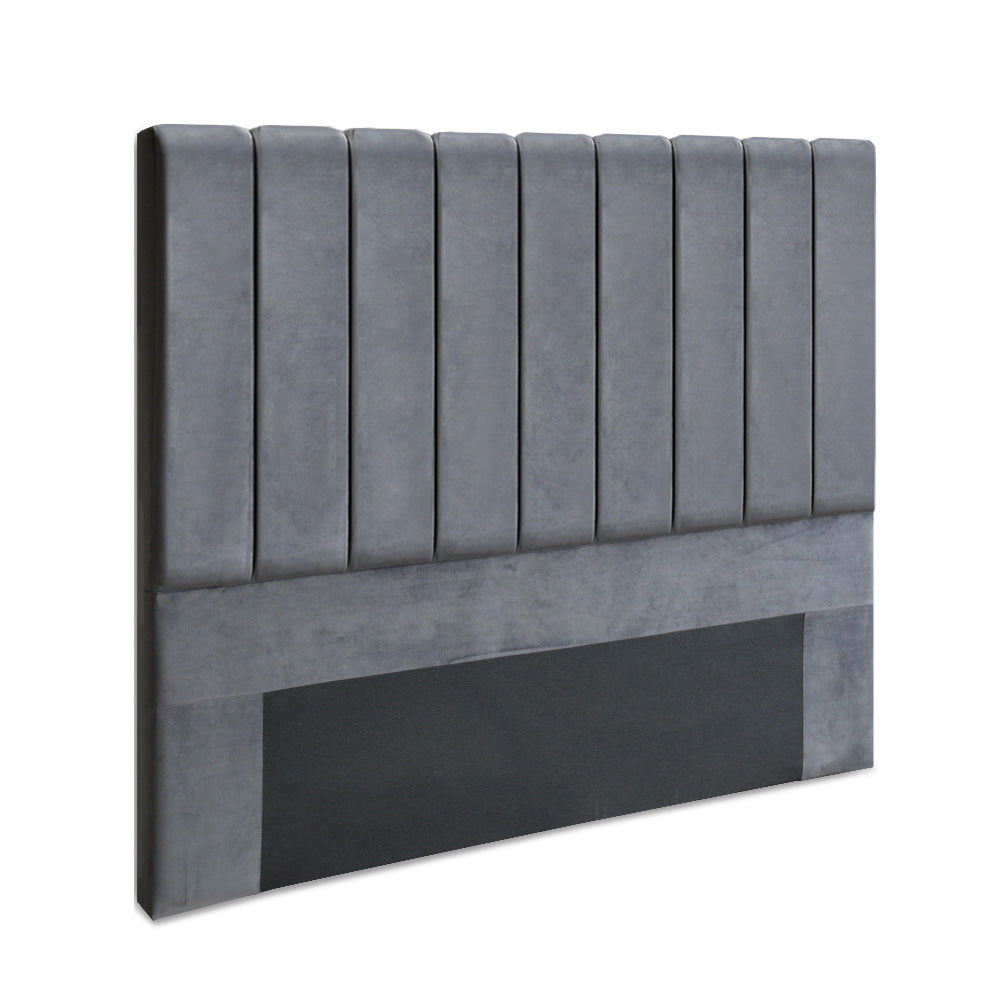 Artiss VELA Bed Head Headboard Queen Size Bedhead Velvet Grey-Furniture &gt; Bedroom - Peroz Australia - Image - 1