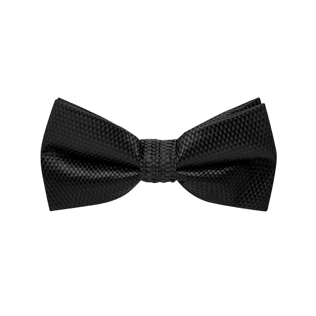 BOW TIE + POCKET SQUARE SET. Carbon. Black/White. Supplied with a white pocket square.-Bow Ties-PEROZ Accessories