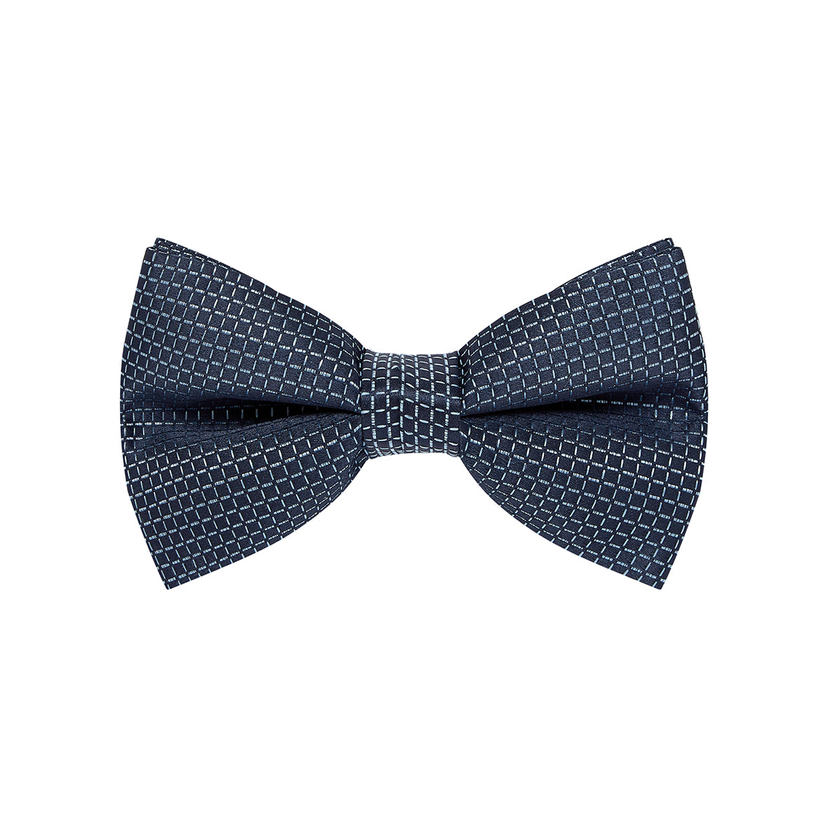 BOW TIE + POCKET SQUARE SET. Grid. Navy. Supplied with matching pocket square.-Bow Ties-PEROZ Accessories