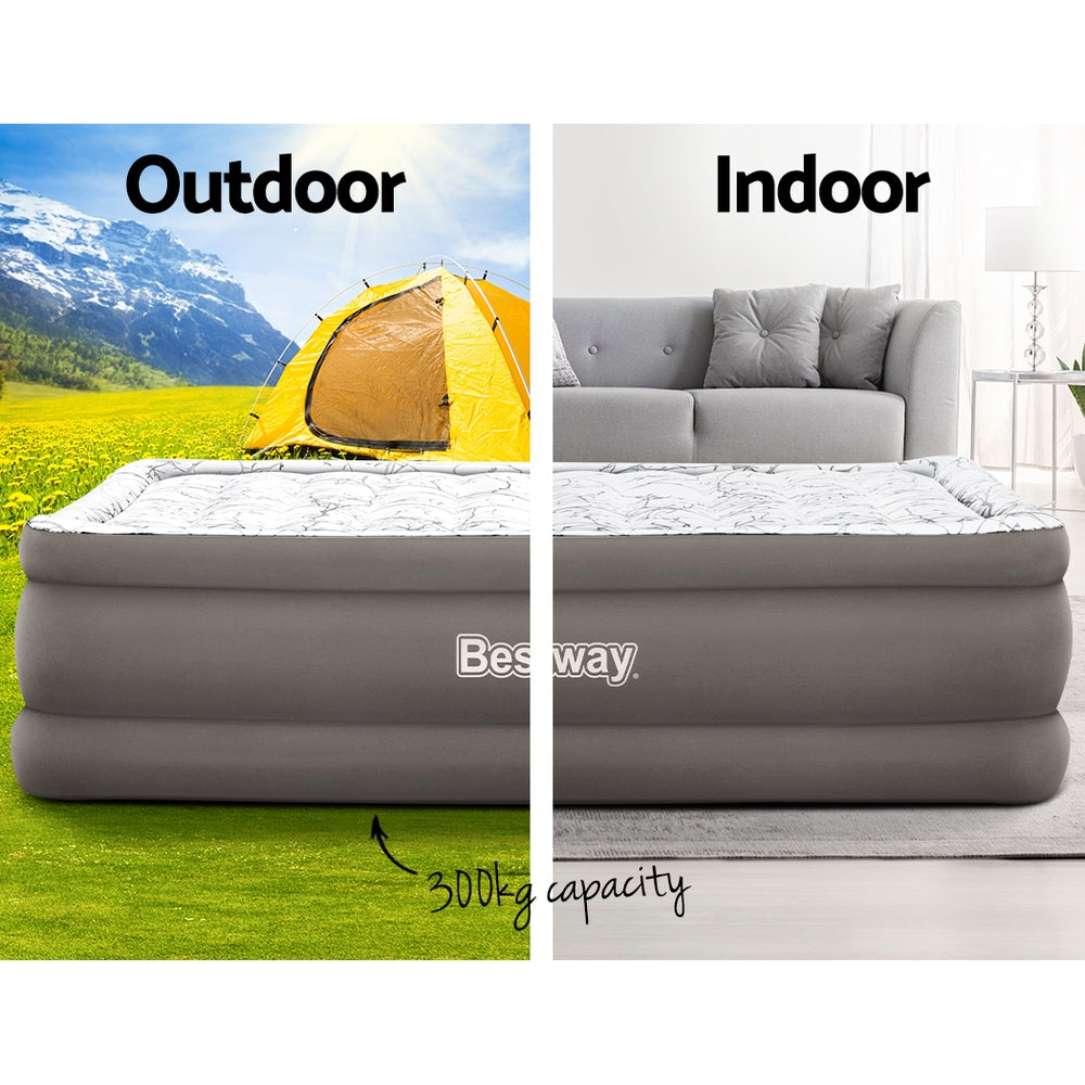 Bestway Air Mattress Bed Single Size Inflatable Flocked Camping Beds 56CM-Home &amp; Garden &gt; Inflatable Mattress-PEROZ Accessories