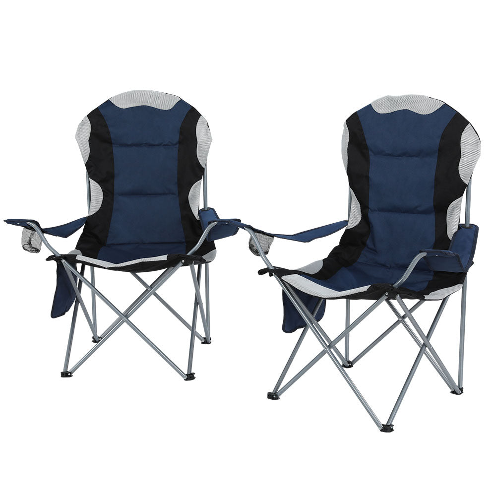 Weisshorn 2X Camping Chairs Folding Arm Chair Portable Camping Garden Fishing-Outdoor &gt; Camping-PEROZ Accessories