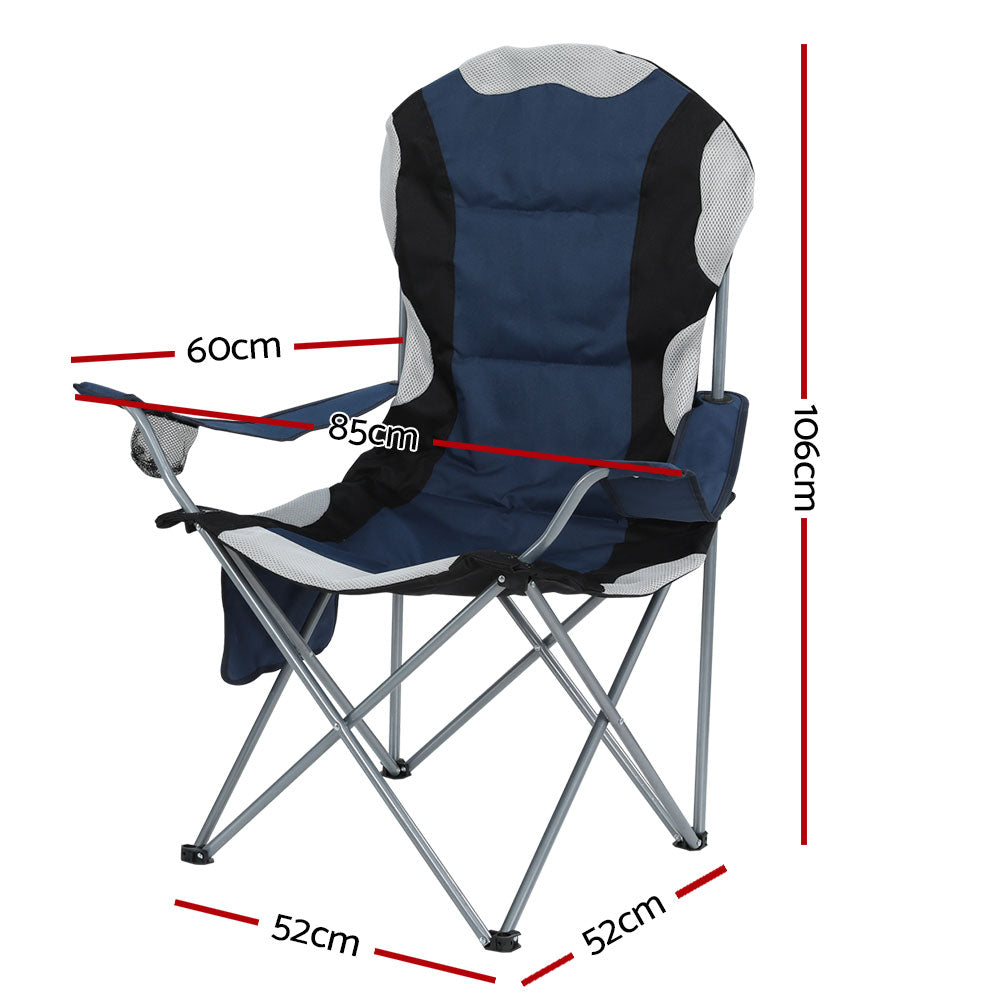 Weisshorn 2X Camping Chairs Folding Arm Chair Portable Camping Garden Fishing-Outdoor &gt; Camping-PEROZ Accessories