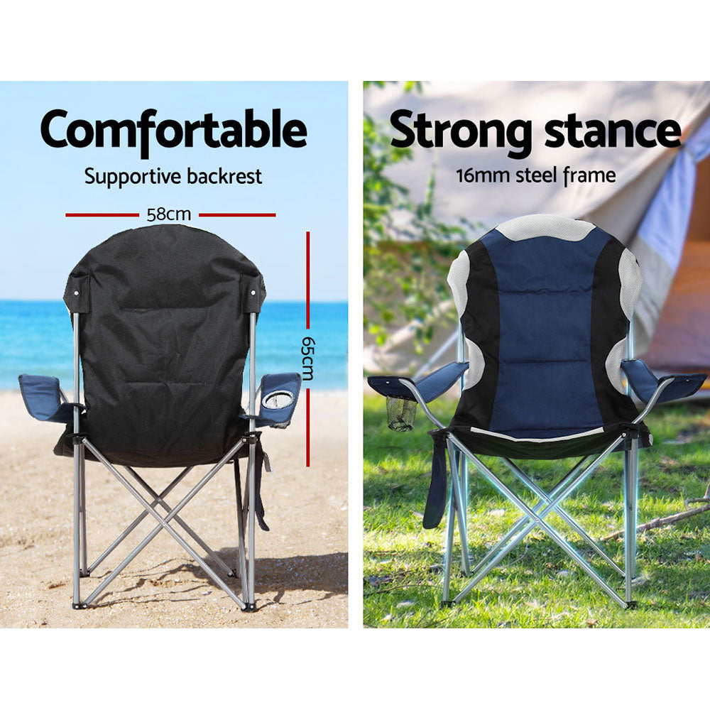 Weisshorn 2X Camping Chairs Folding Arm Chair Portable Camping Garden Fishing-Outdoor &gt; Camping-PEROZ Accessories