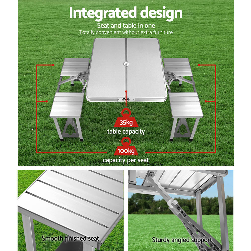 Weisshorn Camping Table Folding Aluminum Portable Outdoor Picnic 85CM-Outdoor &gt; Camping-PEROZ Accessories