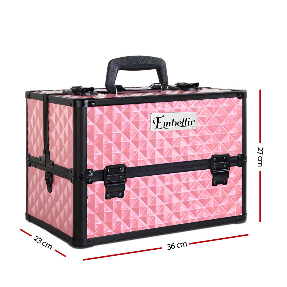 Embellir Portable Cosmetic Beauty Makeup Case - Diamond Pink-Health &amp; Beauty &gt; Makeup-PEROZ Accessories