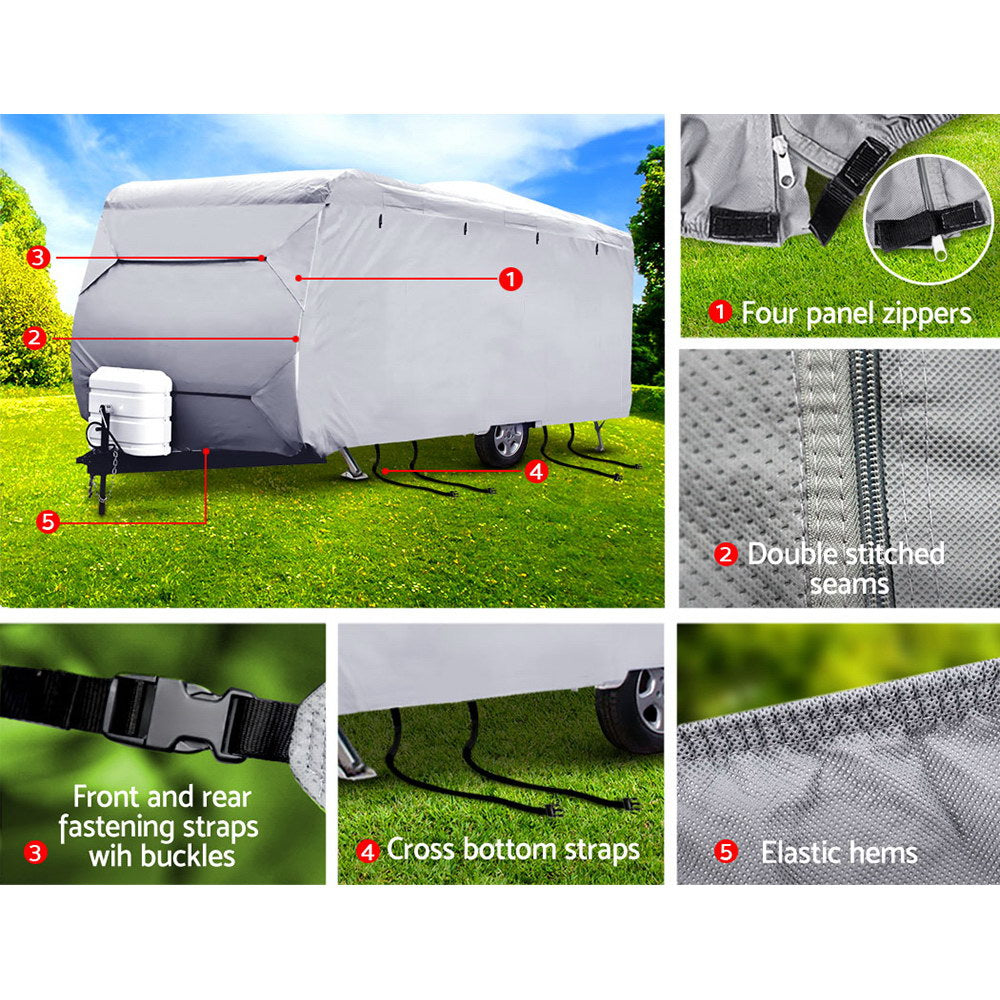 Weisshorn 16-18ft Caravan Cover Campervan 4 Layer UV Water Resistant-Outdoor &gt; Camping-PEROZ Accessories