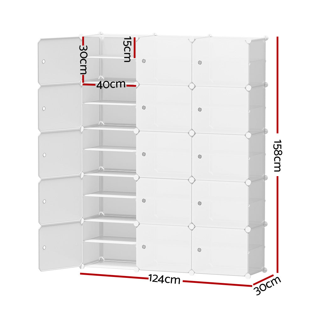 Artiss Shoe Cabinet DIY Shoe Box White Cube Portable Organiser Storage Stand-Home &amp; Garden &gt; Storage - Peroz Australia - Image - 3