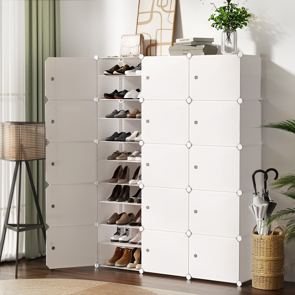 Artiss Shoe Cabinet DIY Shoe Box White Cube Portable Organiser Storage Stand-Home &amp; Garden &gt; Storage - Peroz Australia - Image - 1