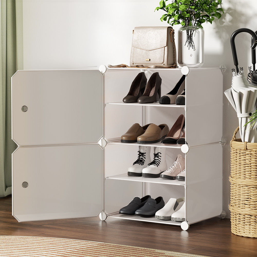 Artiss Shoe Cabinet DIY Shoe Box White Storage Cube Portable Organiser Stand-Home &amp; Garden &gt; Storage - Peroz Australia - Image - 1