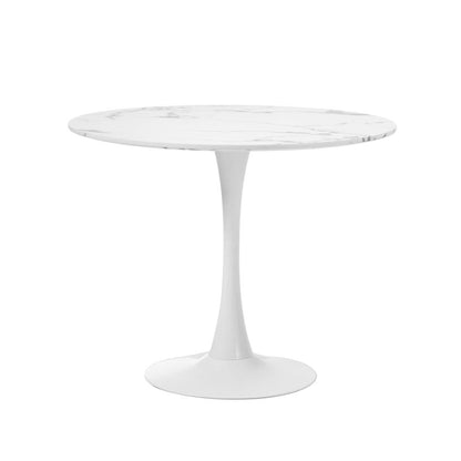 Shop Oikiture 90cm Dining Table Kitchen Marble Tulip Round Metal Leg White  | PEROZ Australia