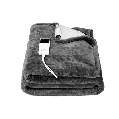 Giselle Electric Throw Rug Heated Blanket Washable Snuggle Flannel Winter Grey-Electric Throw Blanket-PEROZ Accessories