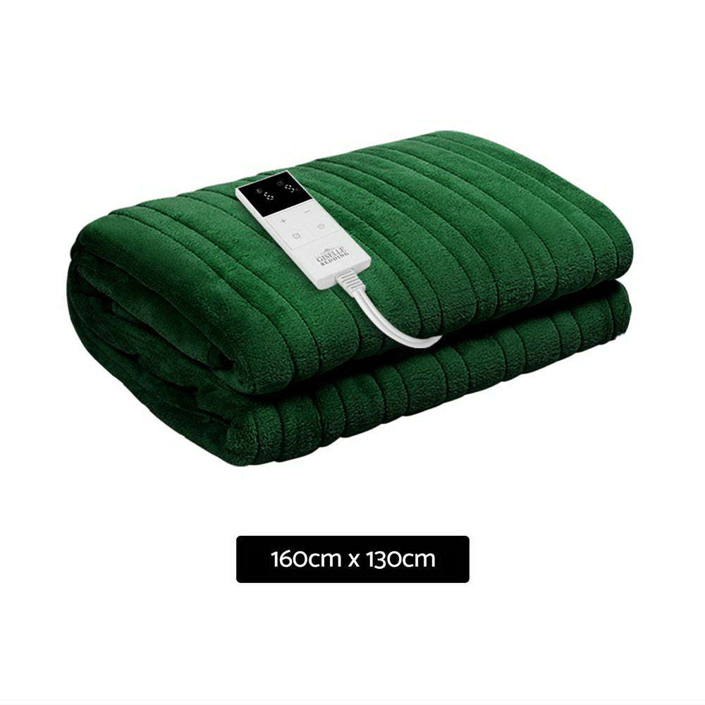 Giselle Electric Throw Rug Heated Blanket Washable Snuggle Flannel Winter Green-Electric Throw Blanket-PEROZ Accessories