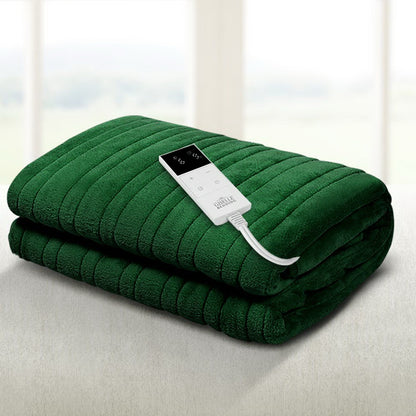 Giselle Electric Throw Rug Heated Blanket Washable Snuggle Flannel Winter Green-Electric Throw Blanket-PEROZ Accessories