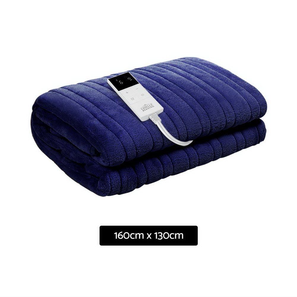 Giselle Bedding Electric Throw Blanket - Navy-Electric Throw Blanket-PEROZ Accessories