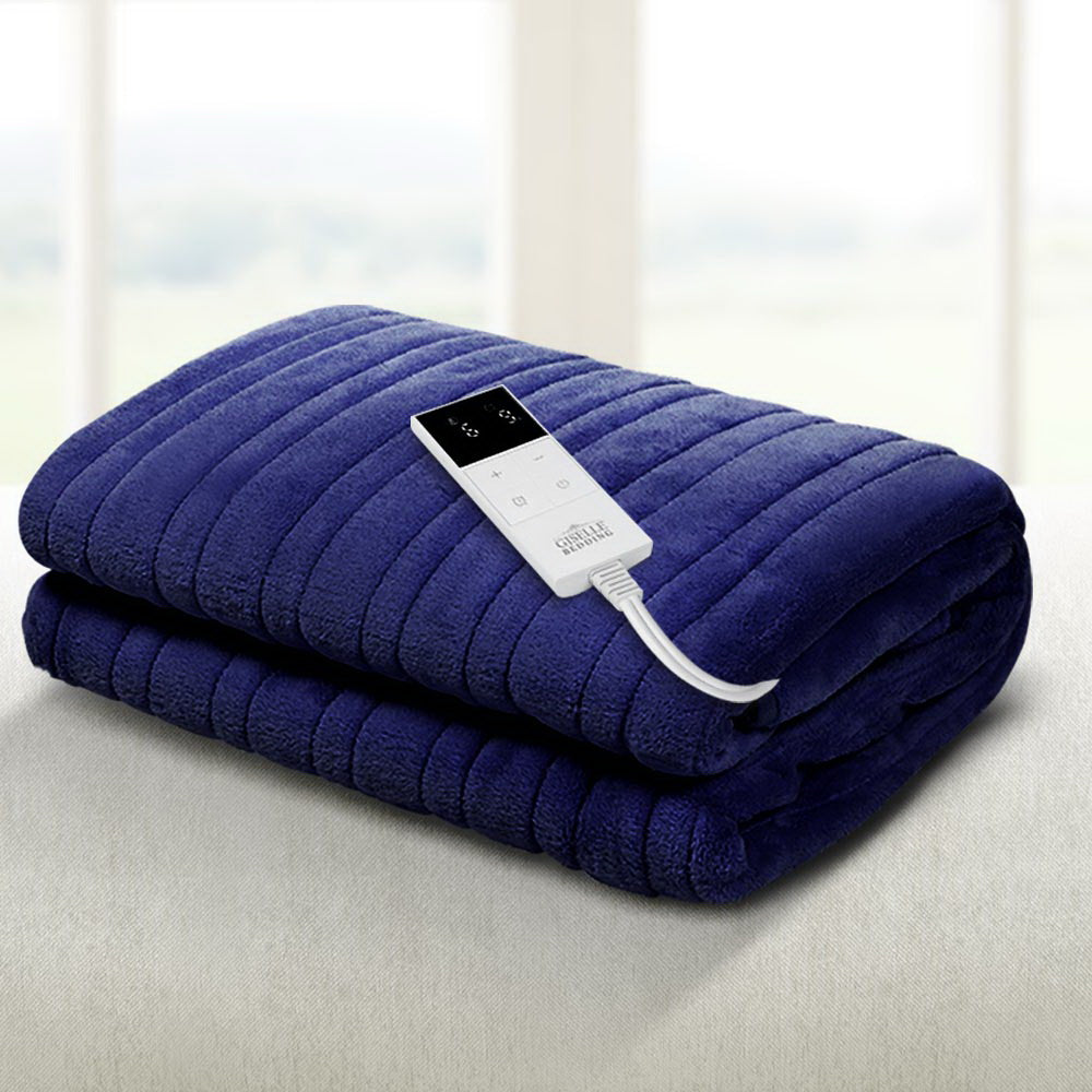 Giselle Bedding Electric Throw Blanket - Navy-Electric Throw Blanket-PEROZ Accessories