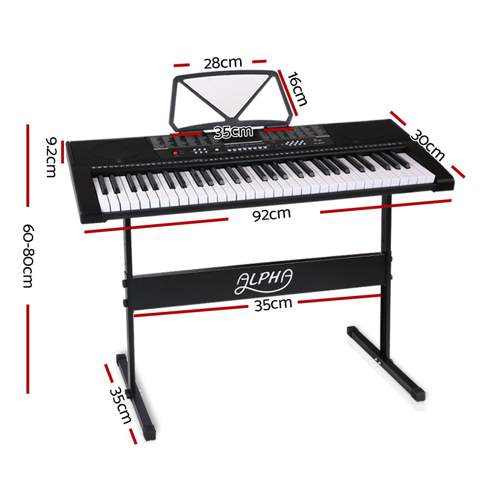 Alpha 61 Keys Electronic Piano Keyboard LED Electric w/Holder Music Stand USB Port-Audio &amp; Video &gt; Musical Instrument &amp; Accessories-PEROZ Accessories