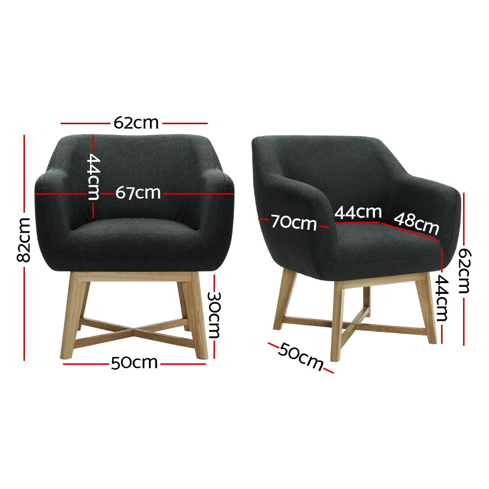 Artiss Aston Tub Accent Chair Charcoal-Furniture &gt; Living Room - Peroz Australia - Image - 3