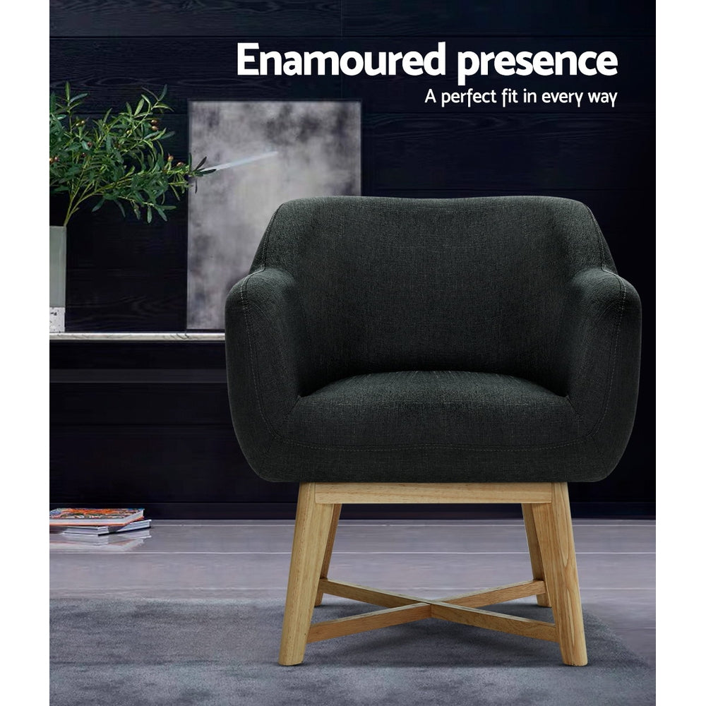 Artiss Aston Tub Accent Chair Charcoal-Furniture &gt; Living Room - Peroz Australia - Image - 5