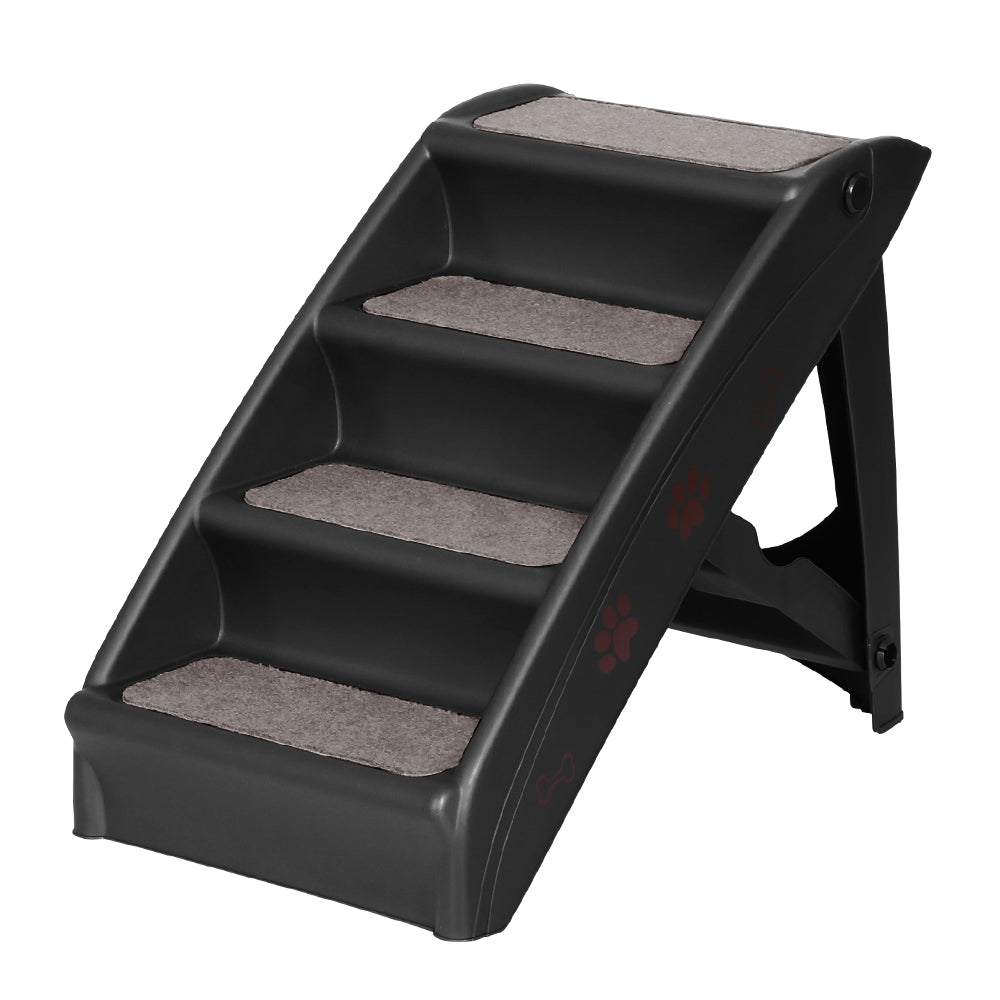 i.Pet Dog Ramp Steps For Bed Sofa Car Pet Stairs Ladder Portable Foldable Black-Pet Care &gt; Dog Supplies-PEROZ Accessories