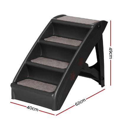 i.Pet Dog Ramp Steps For Bed Sofa Car Pet Stairs Ladder Portable Foldable Black-Pet Care &gt; Dog Supplies-PEROZ Accessories