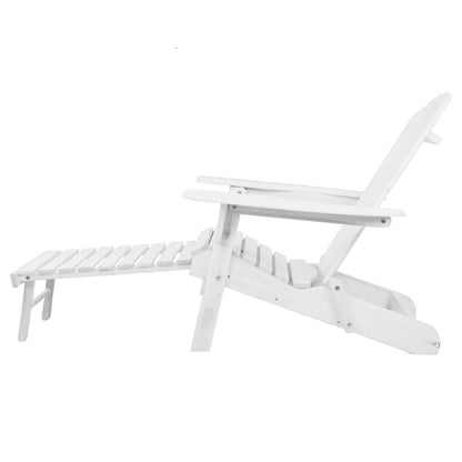 Gardeon 3 Piece Outdoor Adirondack Lounge Beach Chair Set - White-Furniture &gt; Outdoor-PEROZ Accessories