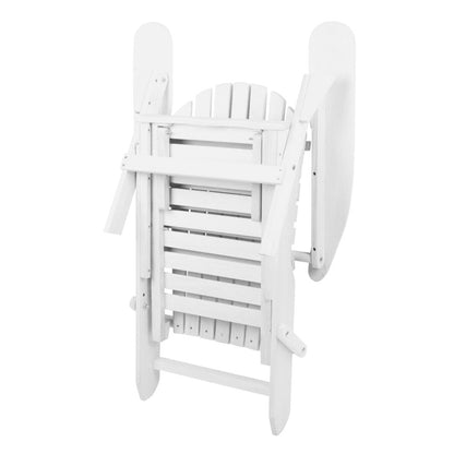 Gardeon 3 Piece Outdoor Adirondack Lounge Beach Chair Set - White-Furniture &gt; Outdoor-PEROZ Accessories