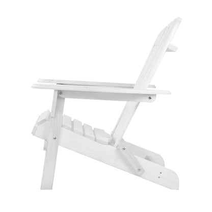 Gardeon 3 Piece Outdoor Adirondack Beach Chair and Table Set - White-Furniture &gt; Outdoor-PEROZ Accessories