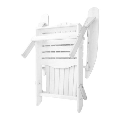 Gardeon 3 Piece Outdoor Adirondack Beach Chair and Table Set - White-Furniture &gt; Outdoor-PEROZ Accessories