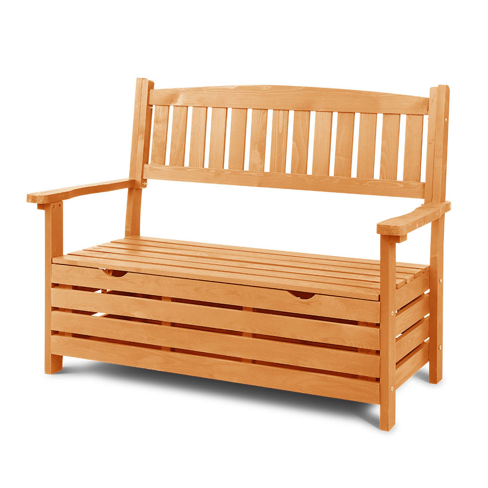 Gardeon Outdoor Storage Bench Box Wooden Garden Chair 2 Seat Timber Furniture-Furniture &gt; Outdoor-PEROZ Accessories