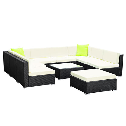 Gardeon 10PC Sofa Set with Storage Cover Outdoor Furniture Wicker-Furniture &gt; Outdoor-PEROZ Accessories