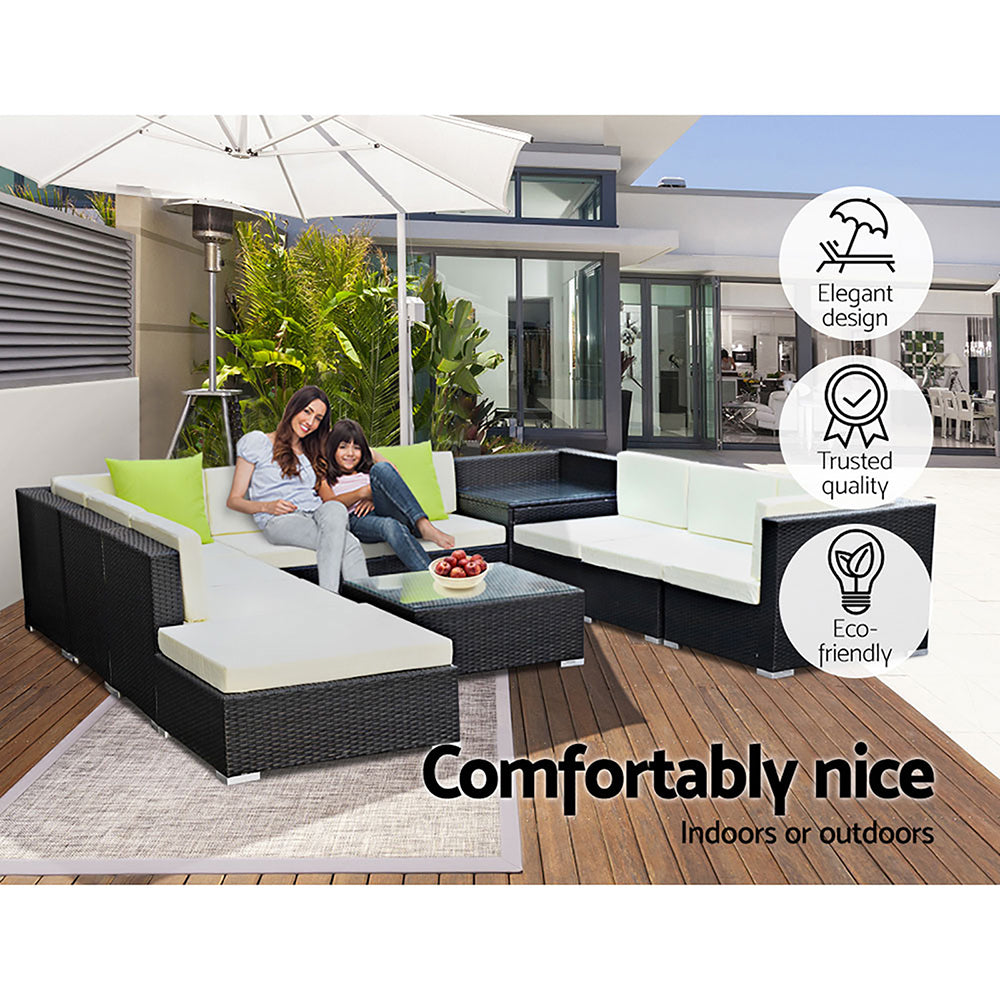 Gardeon 11PC Sofa Set with Storage Cover Outdoor Furniture Wicker-Furniture &gt; Outdoor-PEROZ Accessories