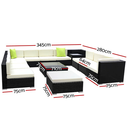 Gardeon 13PC Outdoor Furniture Sofa Set Wicker Garden Patio Lounge-Furniture &gt; Outdoor-PEROZ Accessories