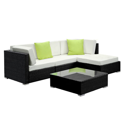 Gardeon 5PC Sofa Set with Storage Cover Outdoor Furniture Wicker-Furniture &gt; Outdoor-PEROZ Accessories