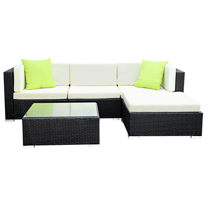 Gardeon 5PC Sofa Set with Storage Cover Outdoor Furniture Wicker-Furniture &gt; Outdoor-PEROZ Accessories