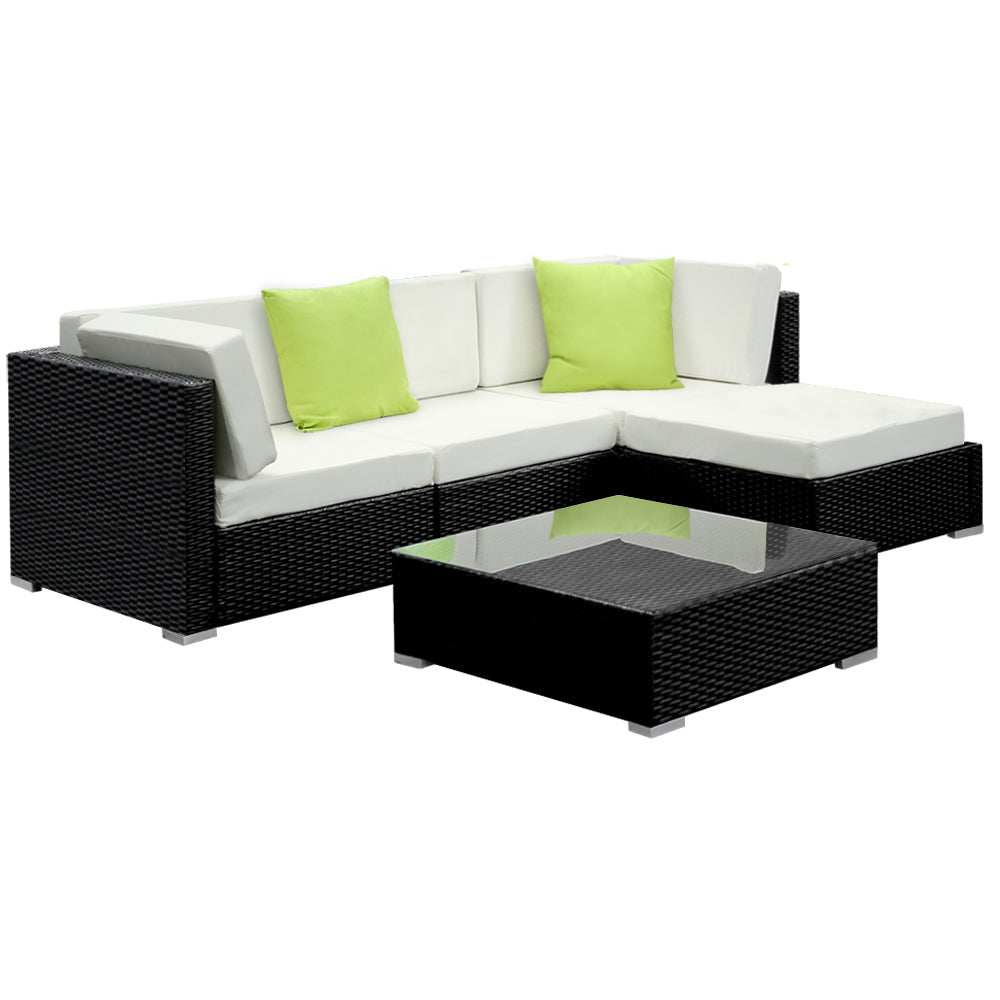 Gardeon 5PC Sofa Set with Storage Cover Outdoor Furniture Wicker-Furniture &gt; Outdoor-PEROZ Accessories