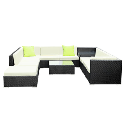 Gardeon 9PC Sofa Set with Storage Cover Outdoor Furniture Wicker-Furniture &gt; Outdoor-PEROZ Accessories