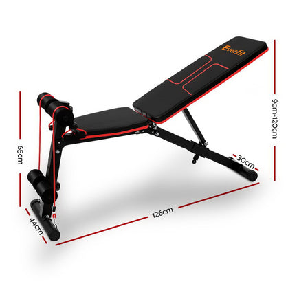 Everfit Adjustable FID Weight Bench Fitness Flat Incline Gym Home Steel Frame-Sports &amp; Fitness &gt; Fitness Accessories-PEROZ Accessories