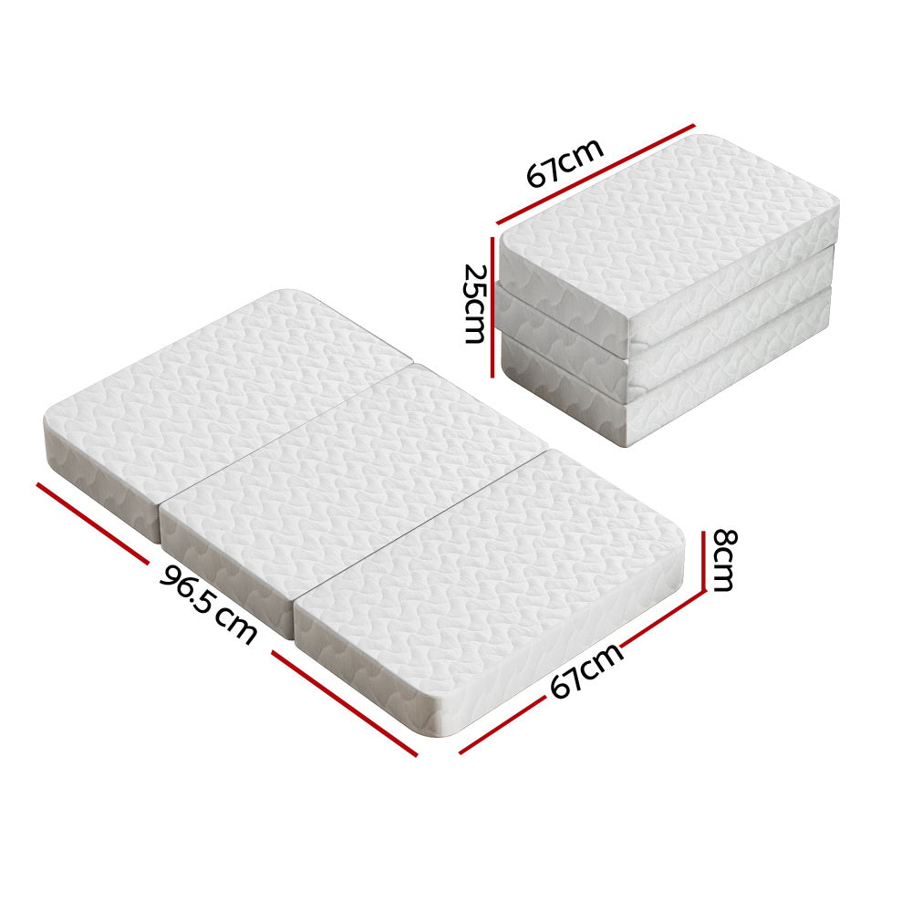 Giselle Bedding Foldable Mattress Folding Foam Cot Bed White-Furniture &gt; Mattresses-PEROZ Accessories