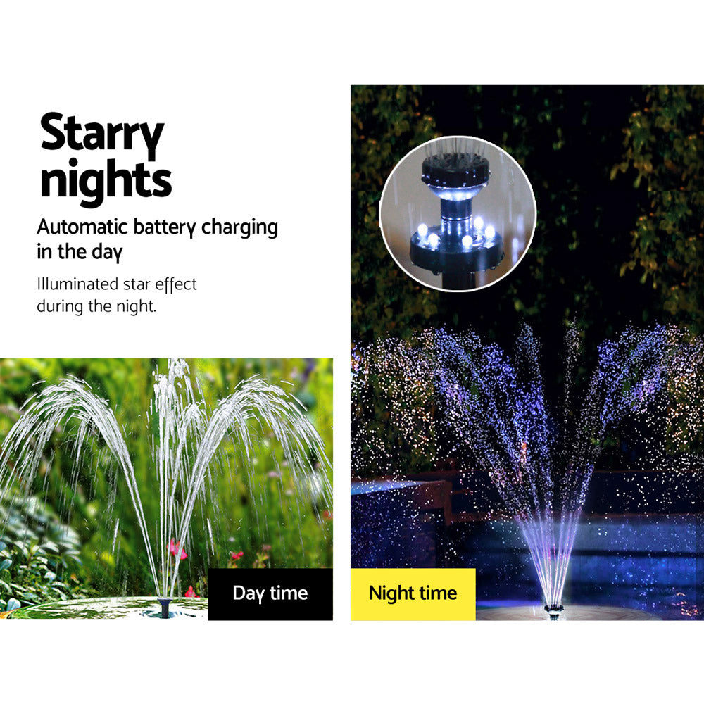 Gardeon Solar Pond Pump with Battery Kit LED Lights 4FT-Home &amp; Garden &gt; Fountains-PEROZ Accessories