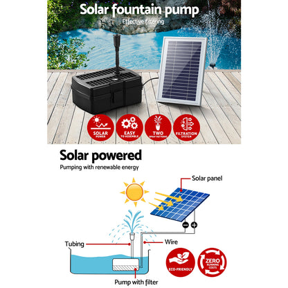 Gardeon Solar Pond Pump with Filter Box 4.6FT-Home &amp; Garden &gt; Garden Tools-PEROZ Accessories