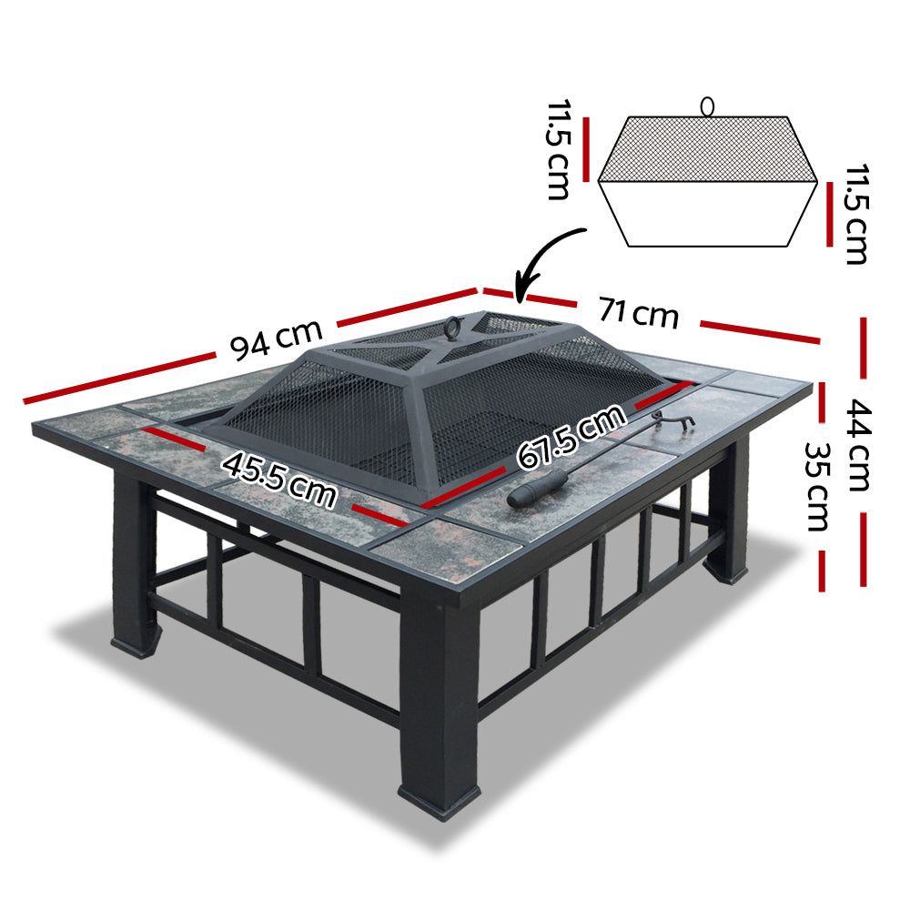 Fire Pit BBQ Grill Stove Table Ice Pits Patio Fireplace Heater 3 IN 1-Home &amp; Garden &gt; Firepits-PEROZ Accessories